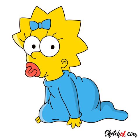 How To Draw Maggie Simpson Cartoon Characters Easy Step By Step Drawing And Coloring For Kids ...