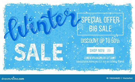 Winter Sale Banner, Poster, Flyer Template in Frame with Blue ...