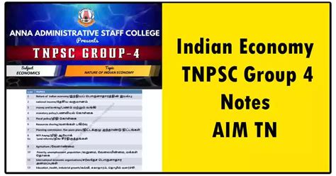 Indian Economy TNPSC Group 4 Notes AIM TN