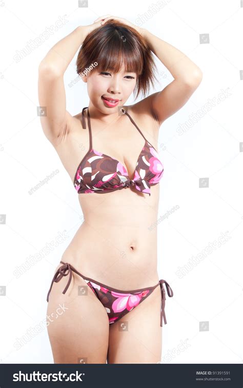 Sexy Woman Posing Bikini On White Stock Photo 91391591 Shutterstock