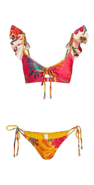 Zimmermann Womens Ginger Floral Ruffled Bikini Set