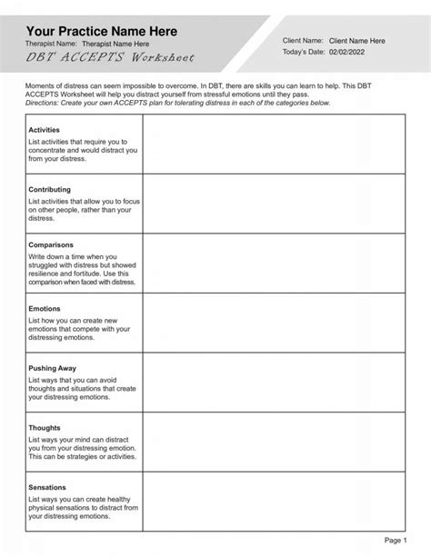 Dbt Skills Worksheets Bundle Editable Fillable Printable Pdfs Worksheets Library