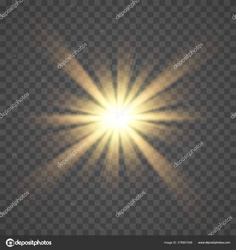 Yellow Glowing Light Explodes Blast Transparent One Vector Illustration