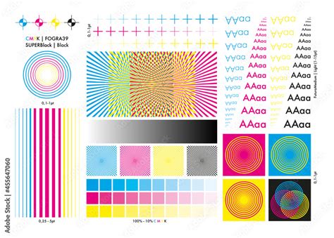 CMYK calibration element collection. Color calibration. Print ...