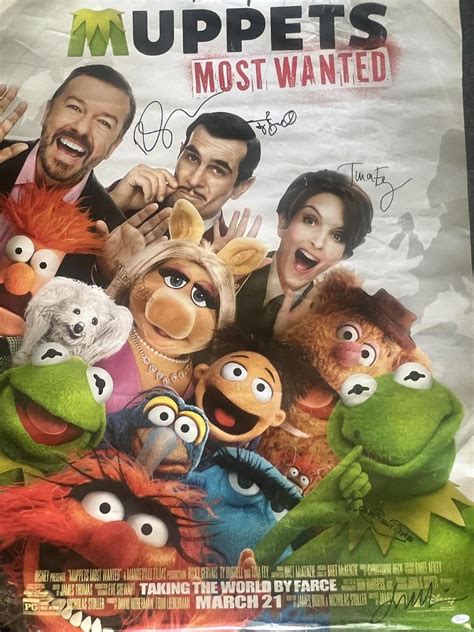 The Muppets Most Wanted cast signed poster JSA authenticated ...