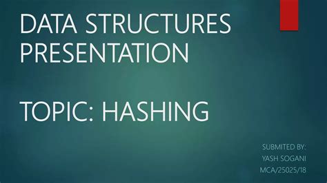 Hashing In Data Structure PPT