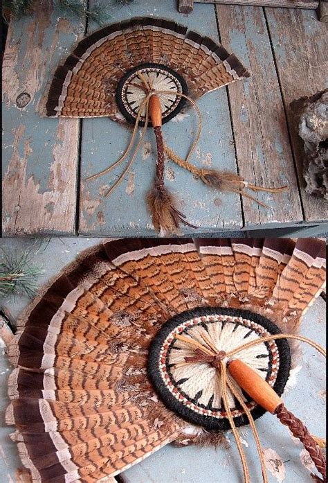 Turkey Tail Fans Native American Ruffed Grouse Tail Feather Hand Fan