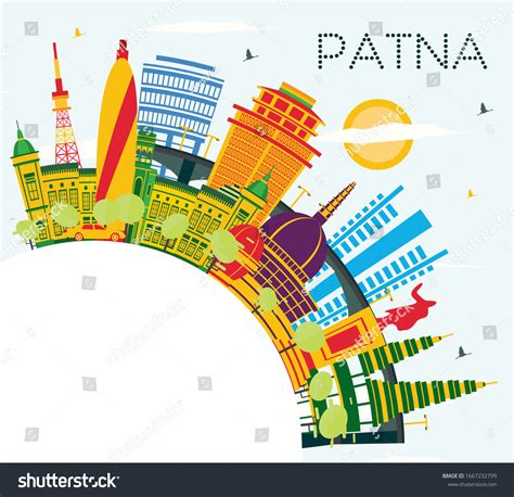 Patna India City Skyline Color Buildings Stock Vector (Royalty Free ...