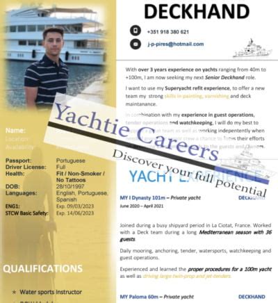 Yacht CV Writing A Yacht CV