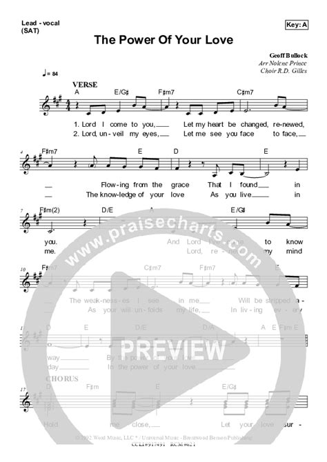 The Power Of Your Love Sheet Music Pdf Dennis Prince Nolene Prince Praisecharts