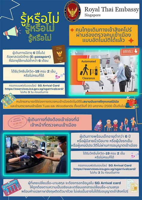 ข้อควรรู้ก่อนเดินทางมาสิงคโปร์ - สถานเอกอัครราชทูต ณ สิงคโปร์