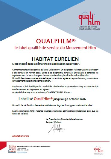 Labellisation Qualihlm Dhabitat Eur Lien Habitat Eurelien