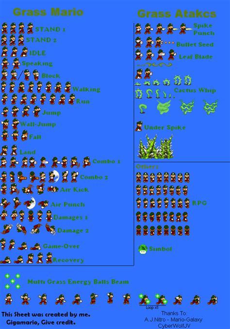 MCPU-Grass Mario Sprite Sheet by Giga-Mario on DeviantArt