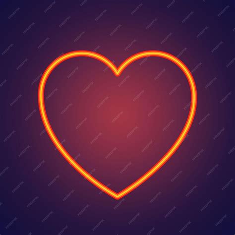 Premium Vector Bright Heart Neon Sign Retro Neon Heart Sign On Purple