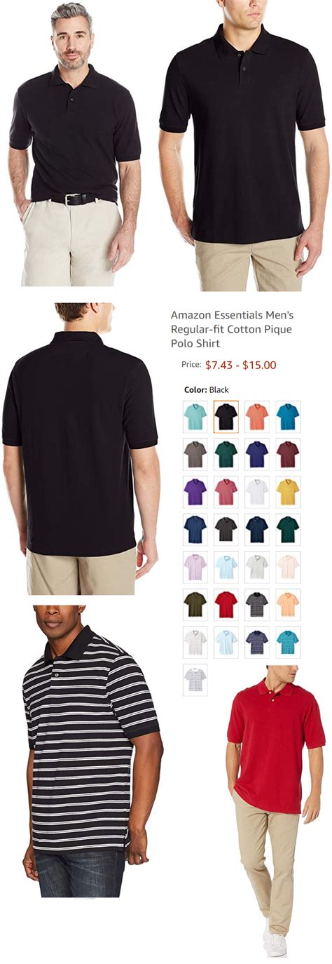 Amazon Essentials Mens Regular Fit Cotton Pique Polo Shirt Available