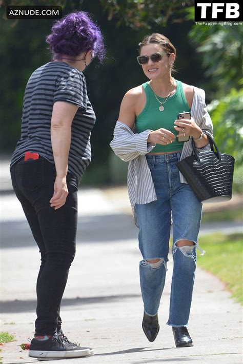 Lucy Hale Sexy Seen Braless Flaunting Her Tits In A Tight Green Top In