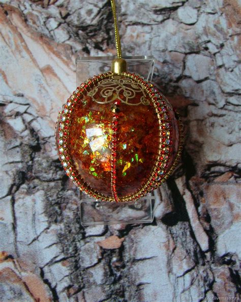 Елочный шар Янтарный купить в интернет-магазине Ярмарка Мастеров по ...