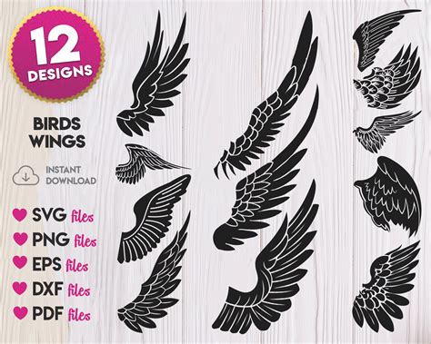 Birds Wings SVG, Angel Wings SVG, Birds Wings Silhouette SVG, Angel ...