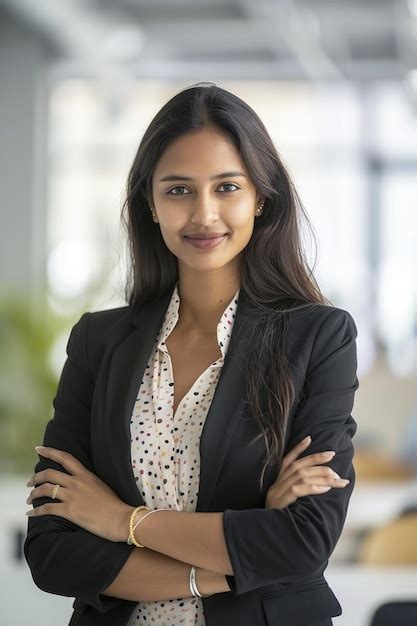 Photo Of Confident Indian Businesswoman Standing With Her Arms Crossed