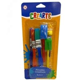 SET PINCEL CREARTE DE CERDA ESPONJA X6 PAPELERIA