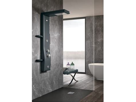 Wall Mounted Steel Shower Panel With Overhead Shower Etoile 125 By Gruppo Geromin