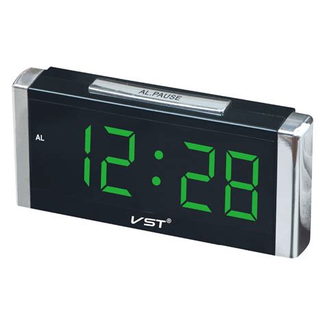 VST Rectangular Cube Digital Alarm Clock With EU Plug Large Digital LED Display Desktop Clock ...