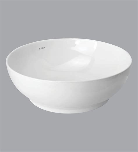 Buy Ceramic Round Shape White Counter Top Wash Basin H 7 W 18 4 D