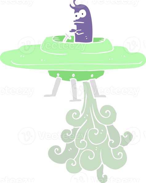 Flat Color Illustration Of A Cartoon Flying Saucer Png