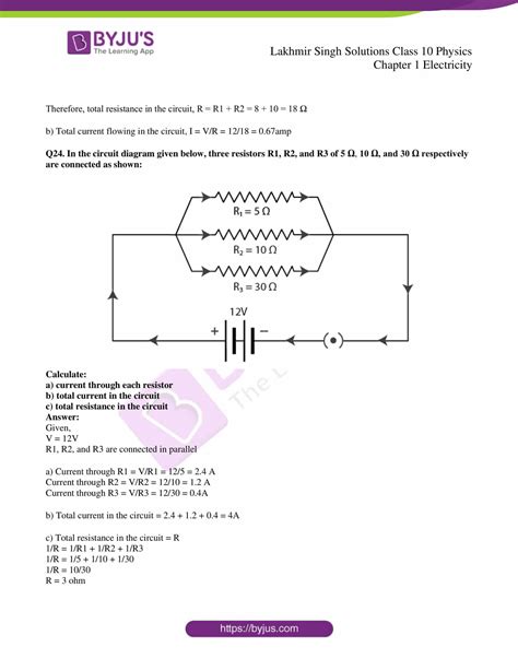 Lakhmir Singh Physics Class Solutions For Chapter Electricity