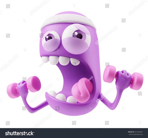 Strength Emoji Cartoon 3d Rendering Stock Illustration 421303021