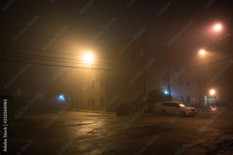 City Night Fog Stock Photo | Adobe Stock