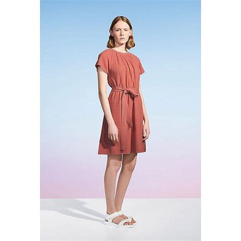 WOMEN UNIQLO U COTTON LINEN FLARED SHORT SLEEVE DRESS Light Texture ...