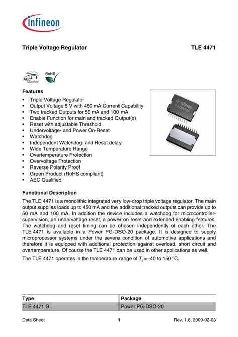 PDF Triple Voltage Regulator TLE 4471 Infineon Technologies