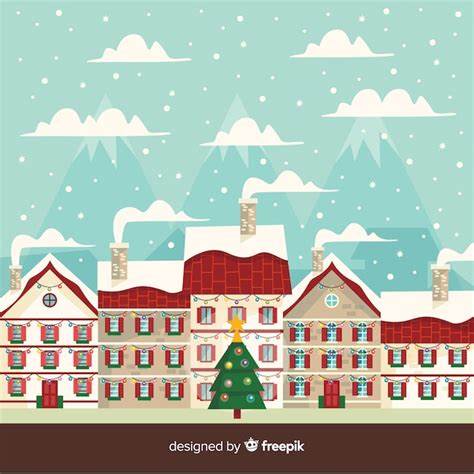 Free Vector | Christmas town background