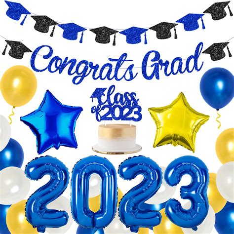 Buy Graduation Decorations 2023 Blue And Gold Congrats Grad Class Of