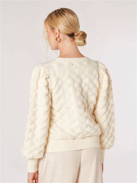 Bubble Knit Jumper Apricot Clothing