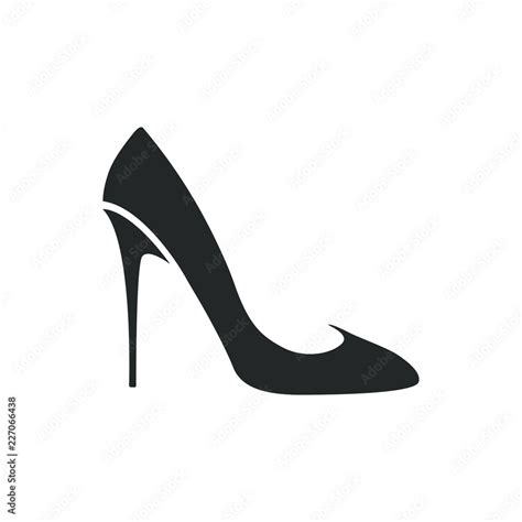 Women Shoe Vector Icon Black High Heel Shoe On White Background Stock Vector Adobe Stock