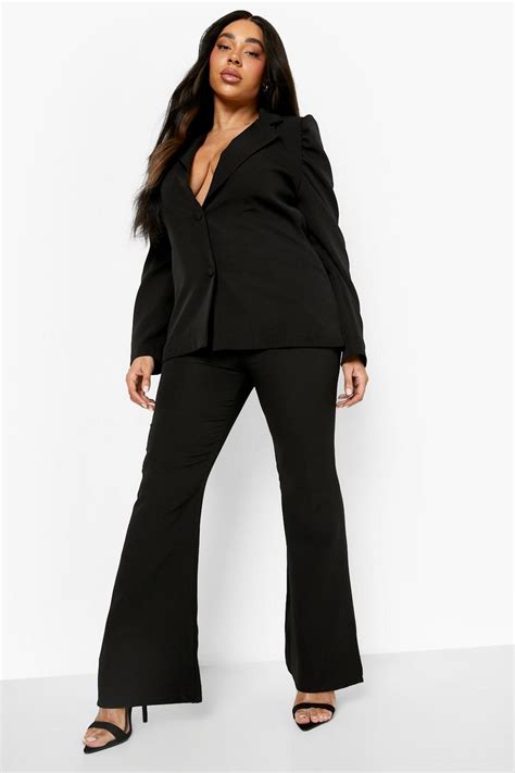 Grande Taille Ensemble De Tailleur Avec Blazer Et Pantalon Flare