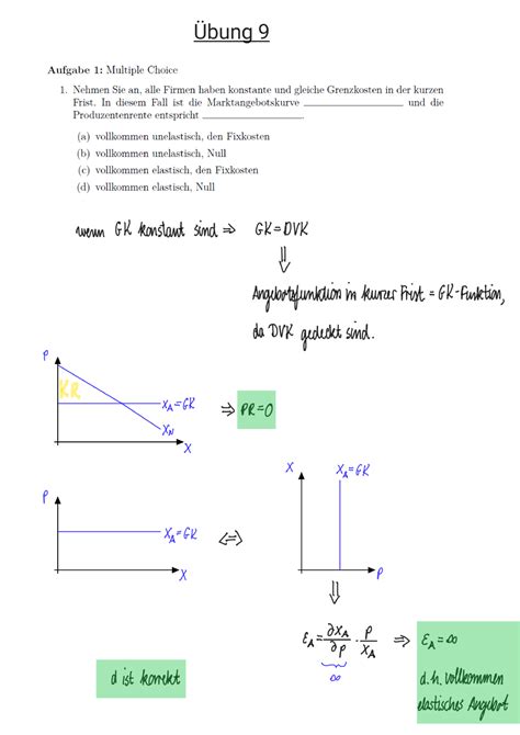 Übung 9 Mikroökonomie 1 Studocu