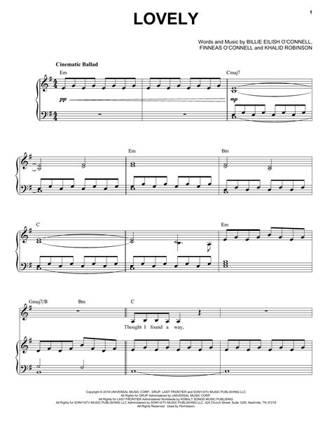 Lovely From Reasons Why By Billie Eilish Khalid Sheet Music For