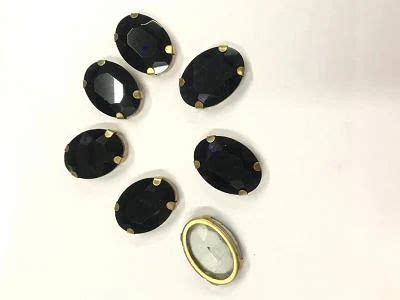 Ink Blue Oval Glass Stones With Golden Catcher X Mm At Rs