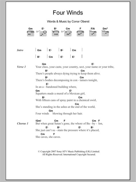 Four Winds by The Killers - Guitar Chords/Lyrics - Guitar Instructor