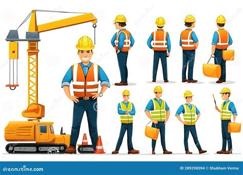 Construction Workers Set Vector Illustration Of A Construction