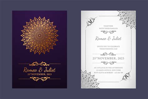 Wedding invitation card design template. double sided folding types ...