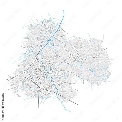 Aalst, Belgium Black and White high resolution vector map Stock Vector ...