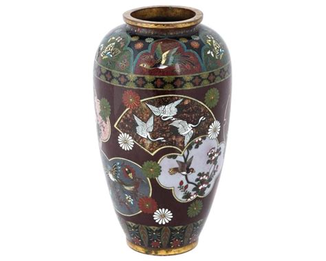 Large Antique Japanese Cloisonne Enamel Vase Attributed To Kyoto