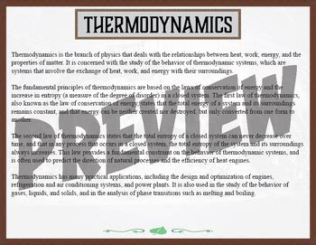 Concepts in Physics: Thermodynamics by M Teaching Peaks | TPT