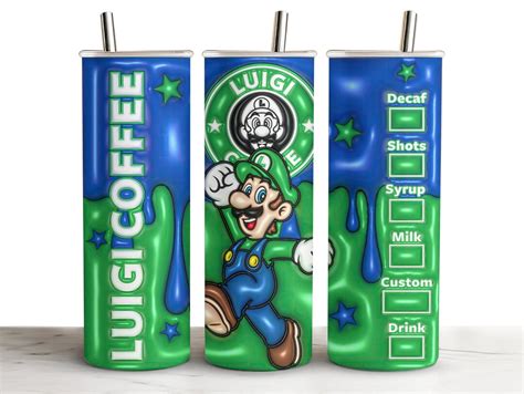 Oz Tumbler Wrap Cartoon Png Luigi Inspired Coffee Design D