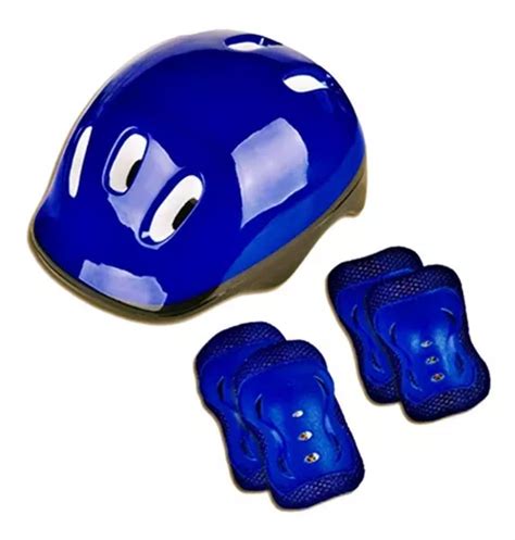 Capacete Cotoveleira E Joelheira Infantil Azul Kit Prote O Frete Gr Tis