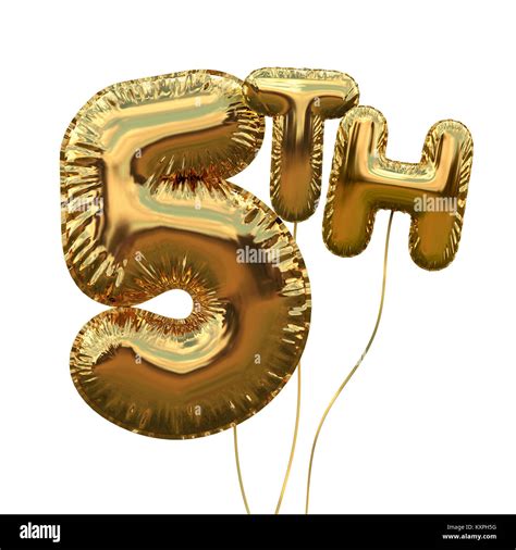 Gold Number 5 Foil Birthday Balloon Isolated On White Golden Party